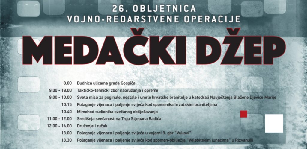 Program svečanog obilježavanja 26.obljetnice vojno-redarstvene operacije „Medački džep“