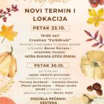 NOVA LOKACIJA I TERMIN DIJELA PROGRAMA U SKLOPU 5. JESENSKOG FESTIVALA