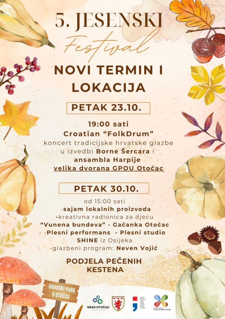 NOVA LOKACIJA I TERMIN DIJELA PROGRAMA U SKLOPU 5. JESENSKOG FESTIVALA